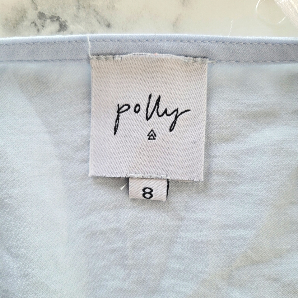 Princess Polly Felicity Sinclair Tie Front Top Baby Blue Size 8 Ruffle Sleeve - Picture 8 of 11